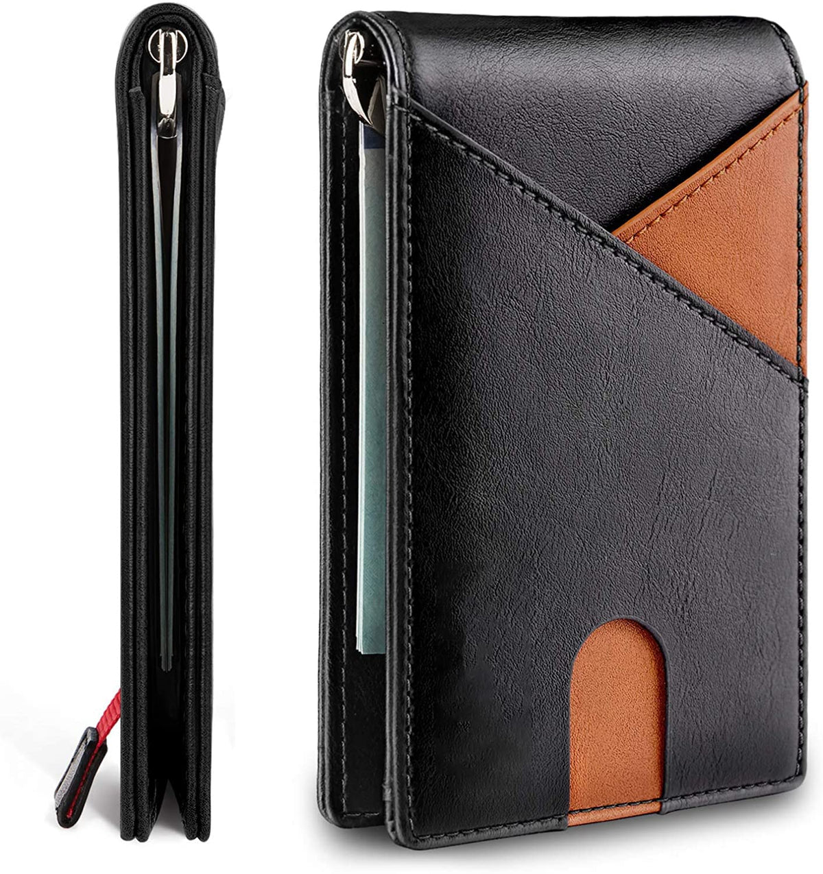 Excefore Slim Wallets for Men RFID Blocking Bifold Front Pocket Credit Card Holder for Men Minimalist Wallet with Gift Box (Black)