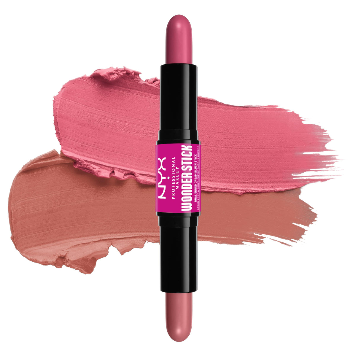 NYX PROFESSIONAL MAKEUP Wonder Stick Blush with Hydrating Hyaluronic Acid, Dual Ended Cream Blush Stick Light Peach & Baby Pink, 1 Count (Pack of 1)
