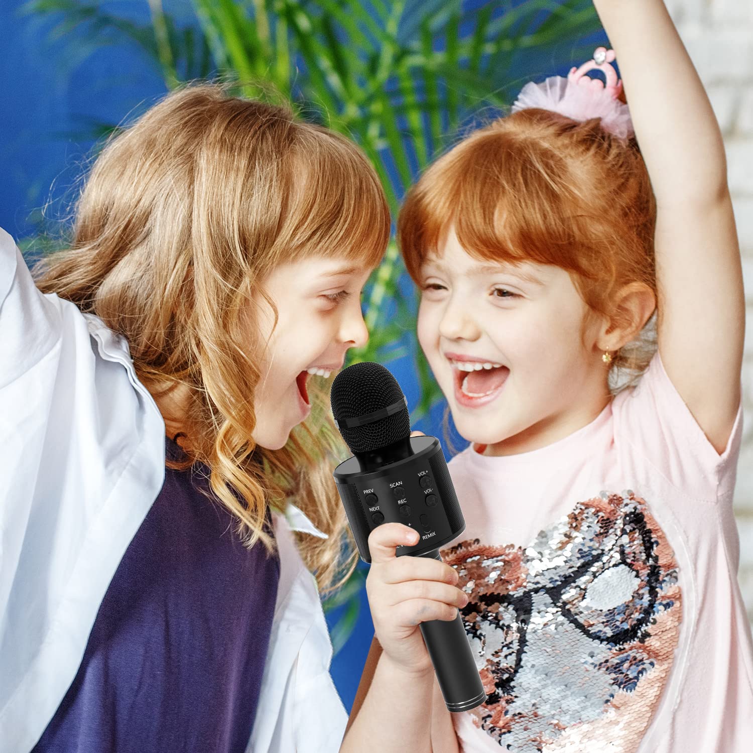 Kids Microphone for Singing, Wireless Bluetooth Karaoke Microphone for Adults, Portable Handheld Karaoke Machine, Toys for Boys and Girls Gift for Birthday Party (Black)