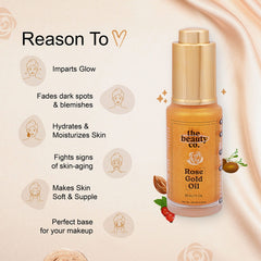 The Beauty Co. Rose Gold Face Oil, 25 ml (Pack of 2)| Moisturizer | Mix with your Makeup | Primer | Highlighter | Made in India