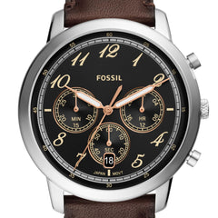 Fossil Men's Neutra Arabic Chronograph Stainless Steel Watch, Color: Silver/Brown/Black Arabic (Model: FS6024)