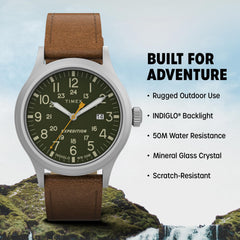 Timex Expedition Scout Nylon Strap Gents Watch - Brown/Green/Silver-Tone