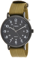 Timex Weekender 43mm Black Dial and Olive Green Strap Quartz Watch TW2U68200