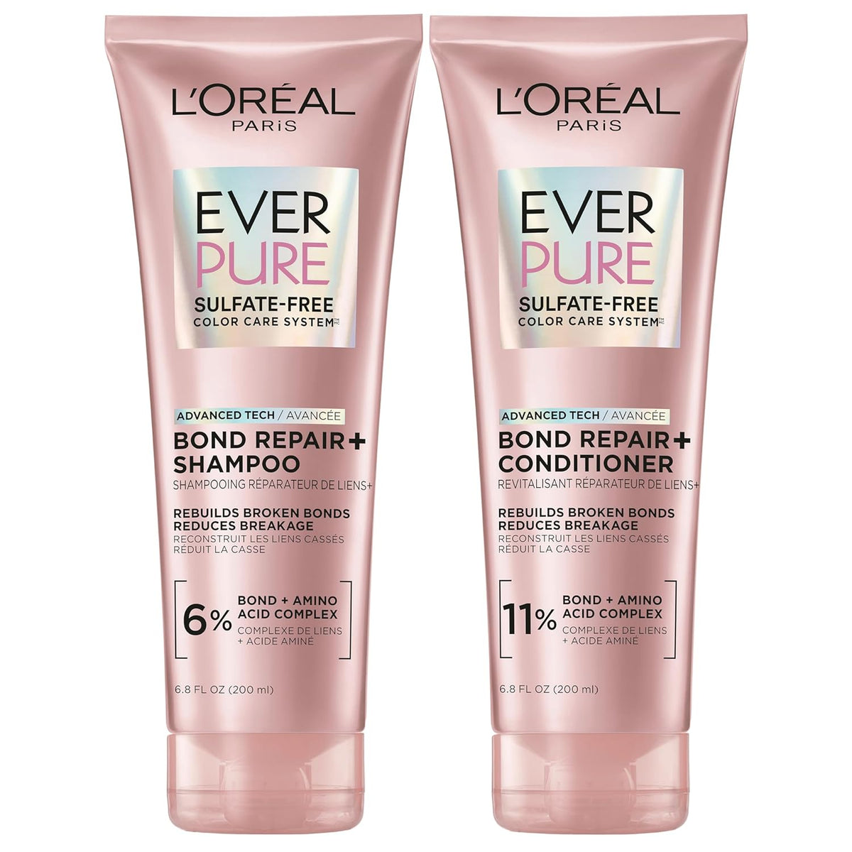 L’Oréal Paris EverPure Bonding Shampoo and Conditioner Kit for Color-Treated Hair, 6.8 Ounce (Set of 2)