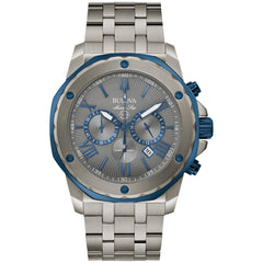 Bulova Men's Marine Star 'Series A' Chronograph Quartz Watch, Luminous Markers, Rotating Dial, 100M Water Resistant, 44mm - Gray