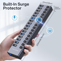 ACASIS Powered 16 Ports USB 3.2 Hub, 10Gbps Data Transfer, 96W Adapter