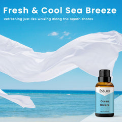 ESSLUX Ocean Breeze Fragrance Oil - Essential Oils for Diffuser, Candle Soap Making Clean Fresh Scents, Aromatherapy Scented Massage, Perfume for Humidifier Home Fragrance, 30ml