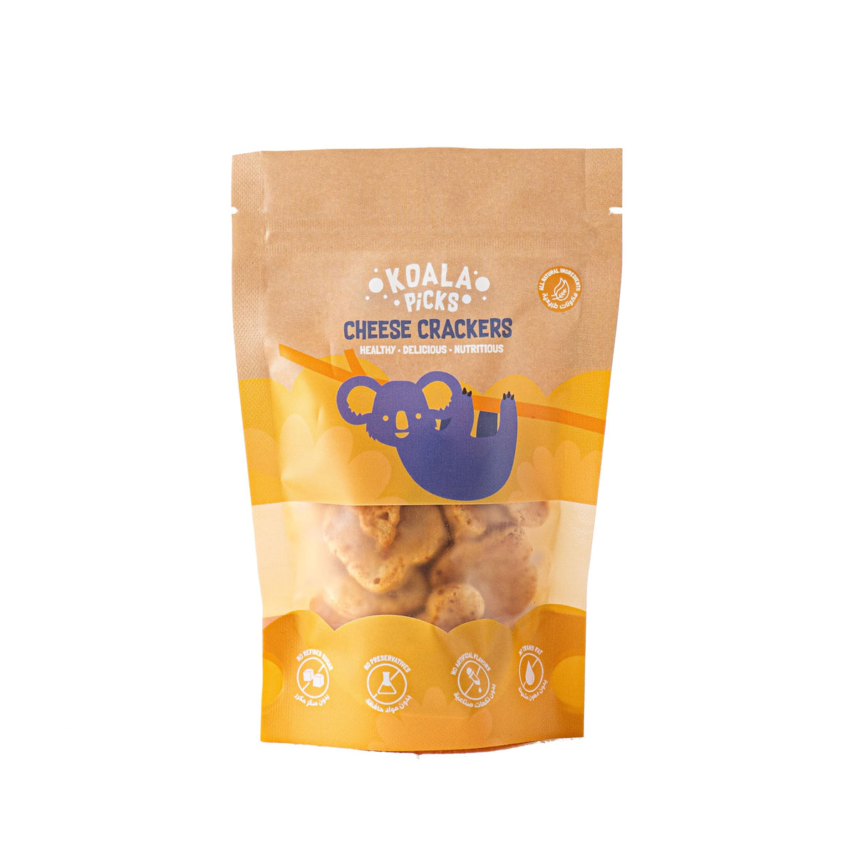 Koala Picks Cheese Crackers – Crunchy Baked Snack – No Refined Sugar, No Preservatives – Made with Real Cheese & Butter – Healthy Crackers for Kids & Adults - 40g Pack