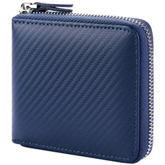 Huztencor Zipper Wallet Men RFID Blocking Leather Bifold Credit Card Wallets (FBA) - Carbon Fiber Blue