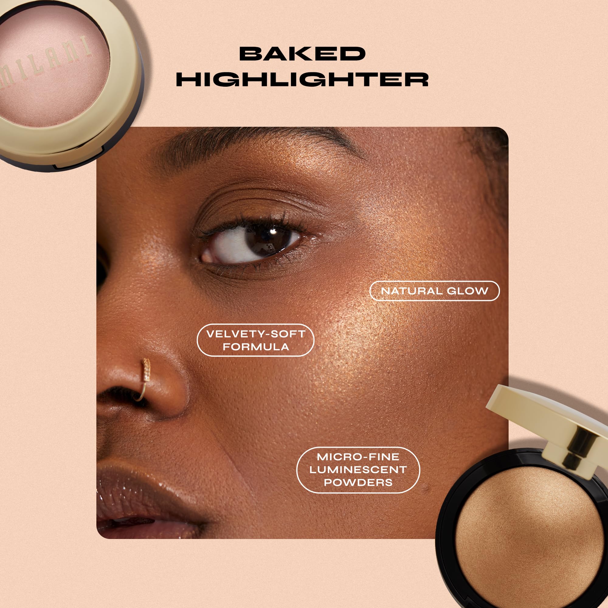 Milani Baked Highlighter (Bronze Splendore) - Cruelty-Free Powder Highlighter, Highlight Face for a Shimmery or Matte Finish