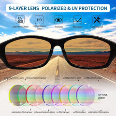 Joopin Polarized Sports Sunglasses for Men Women Driving Cycling Running Fishing Glasses UV400 Protection Wrap Around Shades Lenses