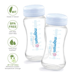 Maymom Wide-Mouth Milk Storage Collection Bottle with Travel Cap and Sealing Ring ; Can Replace Spectra S1 S2 Avent Natural Avent Classic Bottles, Motif Luna, Duo, Twist Bottles, Ameda Mya Bottle; 4pc