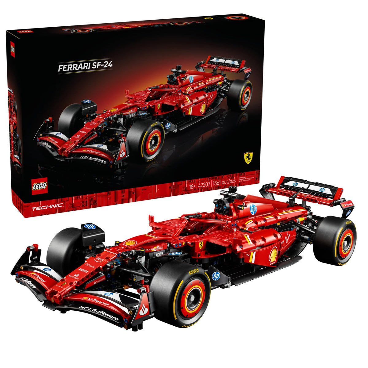 LEGO Technic Ferrari SF-24 F1 Model Car Kit - Building Set for Adults, Ages 18+ with Realistic Features - Ferrari DIY Craft for Display - Gift Idea for F1 Fans - 42207