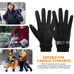 KASTWAVE Men's Winter Touch Screen Leather Gloves - Warm, Windproof, and Stylish for Driving Gloves Warm Liner Cycling Running Motorcycle - Leather Black