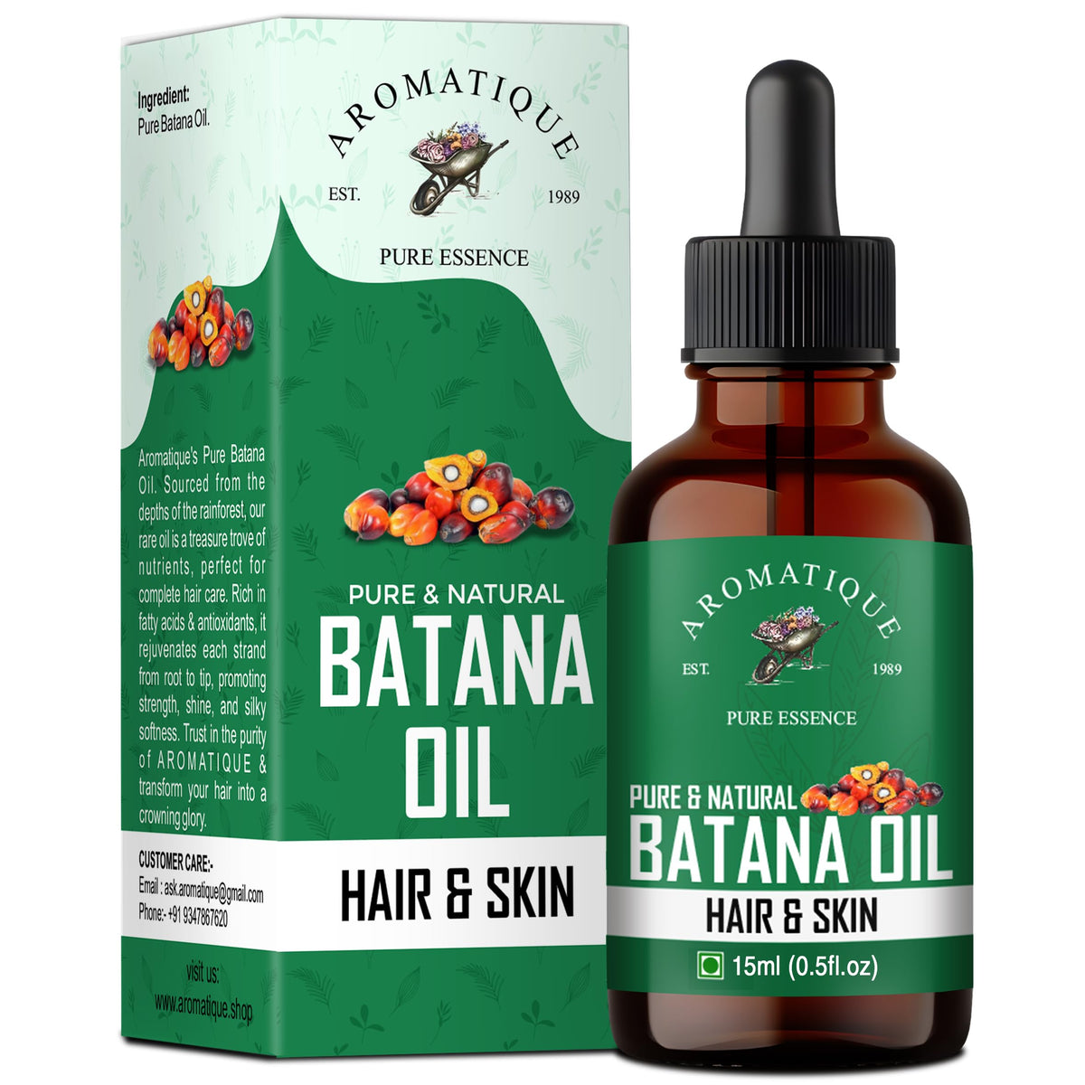 Aromatique Pure Batana Oil For Hair Cold Pressed Oil, Derived from palm nut oil For Hair & Skin (15 ML)