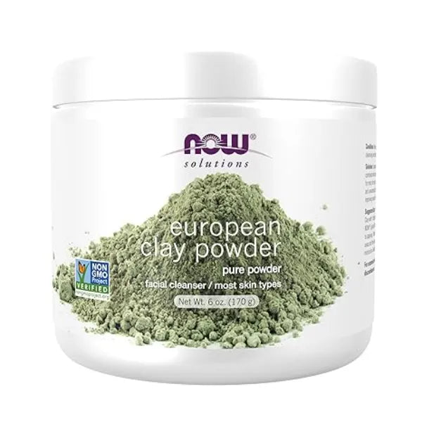 NOW Foods Solutions, European Clay Powder, Pure Powder for a Detox Facial Cleansing Mask, 6-Ounce