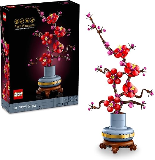 LEGO Icons Plum Blossom Flower Building Set, Faux Plant Model Kit for Adults to Build, Home Office Decor Display Piece, Botanical Collection Gift for Women, Men, Her or Him 10369