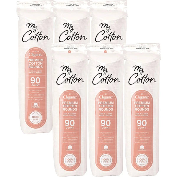 Cliganic Premium Cotton Rounds for Face (540 Count) | Hypoallergenic, Lint-Free Makeup Remover Pads