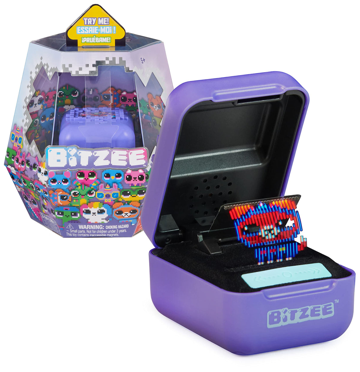 Bitzee Interactive Toy Digital Pet and Case with 15 Animals Inside, Virtual Electronic Pets React to Touch, Kids Toys for Girls Boys Purple
