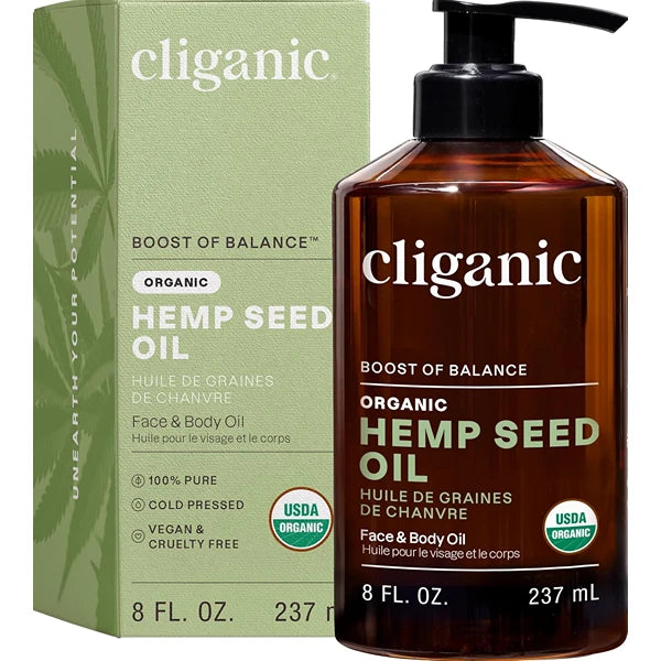 Cliganic Organic Hemp Seed Oil For Skin, Face & Hair - 100% Pure Cold Pressed Natural Unrefined