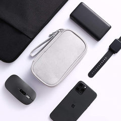 ELECDON Small Electronic Organizer Cable Bag, Travel Portable Electronic Accessories Storage Bag Soft Carrying Case Pouch for Hard Drive, Cord, Charger, Earphone, USB, SD Card (Light Grey)