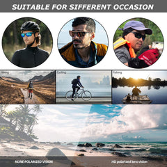 Sports Sunglasses Polarized For Mens Womens Driving Fishing Running Wrap Around Sun Glasses Unbreakable Frame Goggles with Glasses rope Strap UV Protection