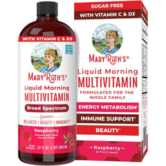 MARYRUTH'S Liquid Morning Multivitamin for Women, Men & Kids, 32 Servings | Vitamin A C D E B6 B12 Biotin Zinc, Beauty, Vegan, Non-GMO, Gluten Free