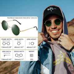 Joopin Round Polarized Sunglasses for Men Women, UV Protection Sun Glasses Small Circle Hippie Lennon Shades Sunglasses