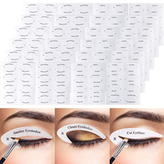 Cat Eyeliner Eyeshadow Stencils Tool, 28 Sets Eyeliner Eyeshadow Stencils Cut Crease Stickers Kit Molds Pads, Quick Makeup Tool for Beginners Makeup Artist, All in One Eyeliner Eyeshadow Template Pads