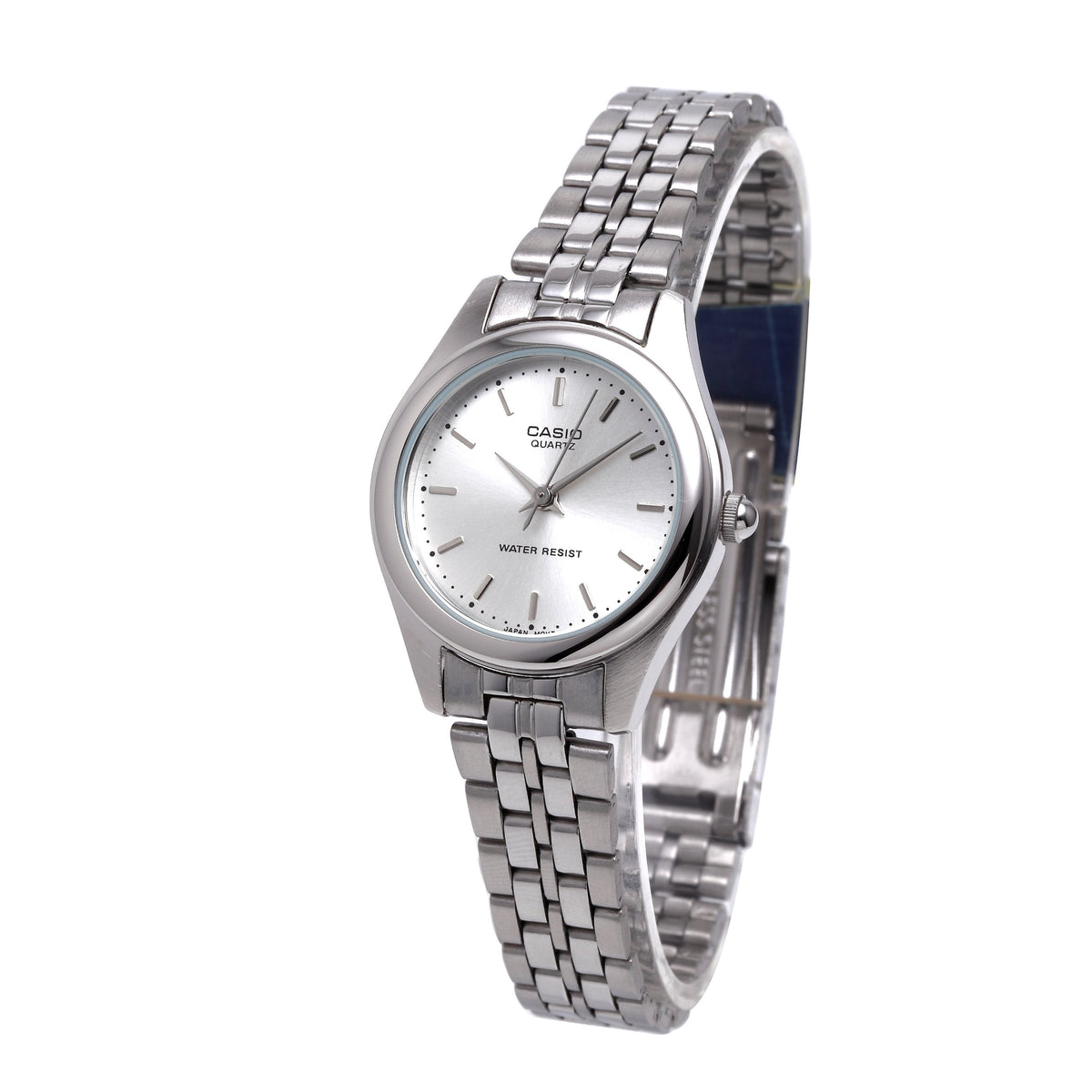 Casio Womens Quartz Watch, Analog Display and Leather Strap Silver