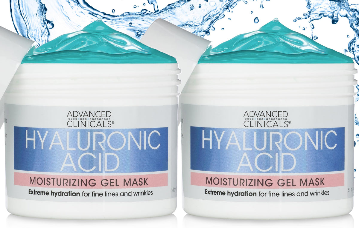 Advanced Clinicals Hyaluronic Acid Skin Care Gel Face Mask, Anti-Aging Hydrating Face Mask Helps Transform Dry Skin with Collagen, Chamomile & Aloe Vera, 5 fl oz (Pack of 2)