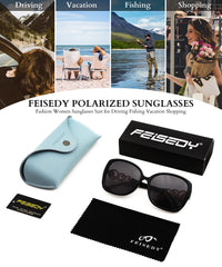 FEISEDY Women's Fashion Sunglasses, Oversized Square Frame with Pearl Sparkling, Polarized UV Protection B2821