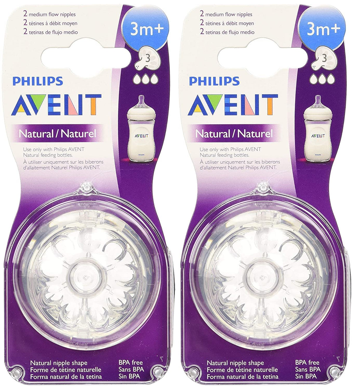 AVENT Philips Natural Nipple Medium Flow - 4 Pack