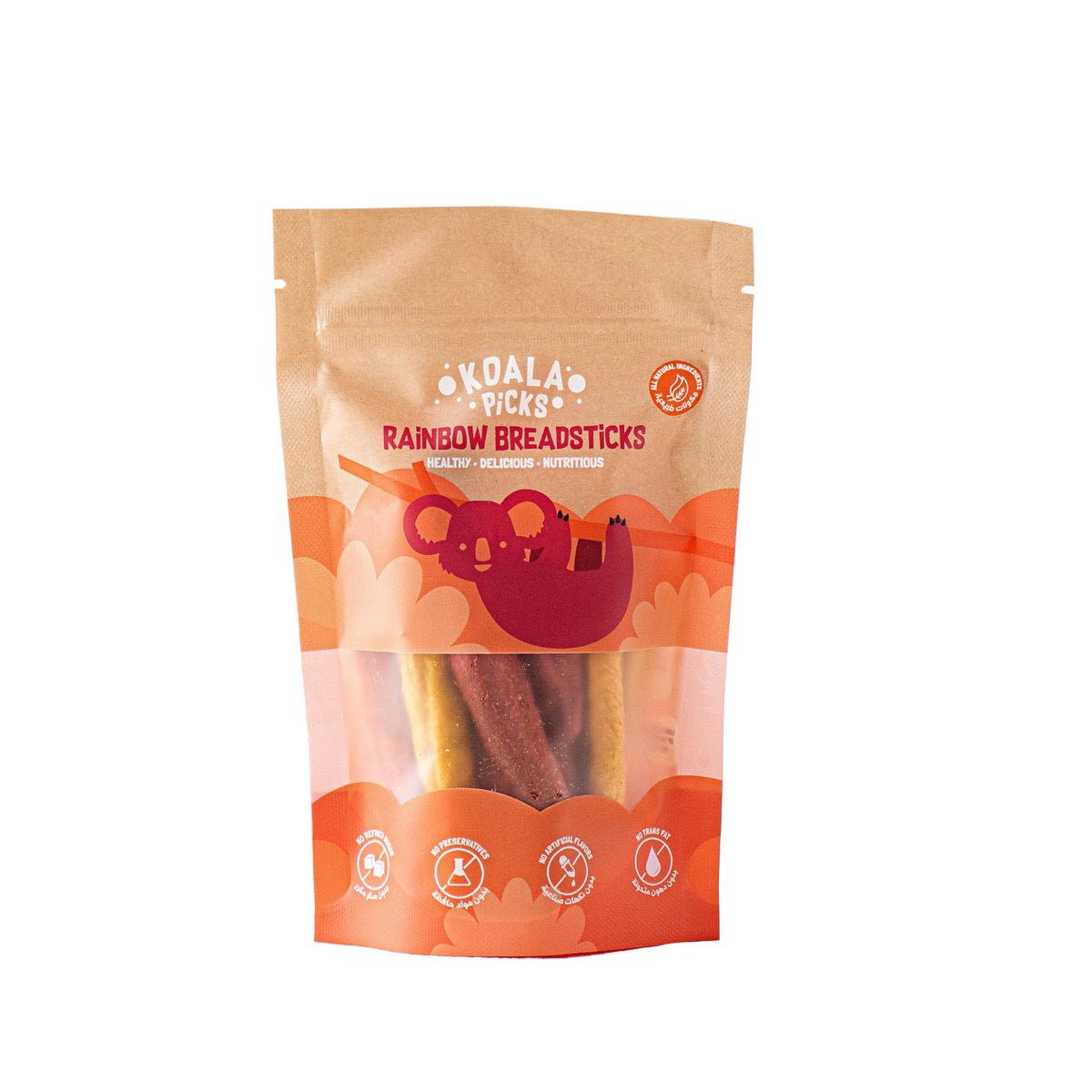 Koala Picks Rainbow Veggie Breadsticks – Crunchy Vegetable Snack – No Refined Sugar, No Preservatives – Made with Beetroot, Carrot & Parsley – Healthy Veggie Breadsticks for Kids & Adults - 40g Pack