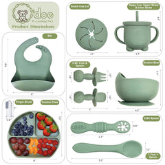 O'doe Baby Led Weaning Feeding Supplies for Toddlers, Baby Feeding Set | Suction Silicone Baby Bowl-Self Eating Utensils Set with Spoons, Bibs, Toddlers Spoon Set | Plate Kit