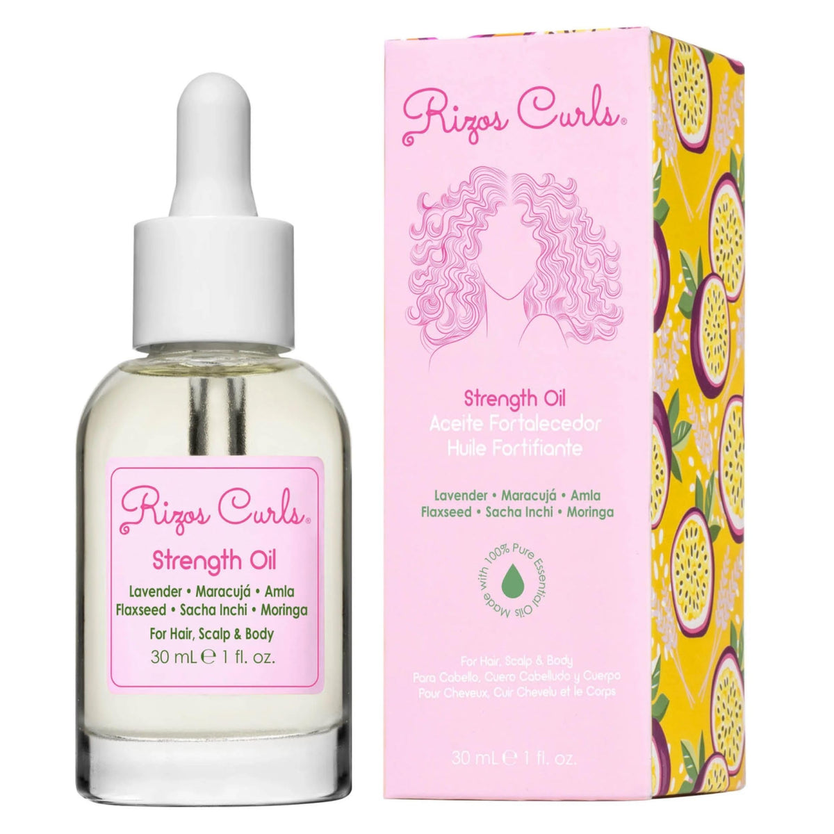 Rizos Curls Strength Oil for Hair, Scalp & Body: Fortifying Lavender & Flaxseed (30ml)