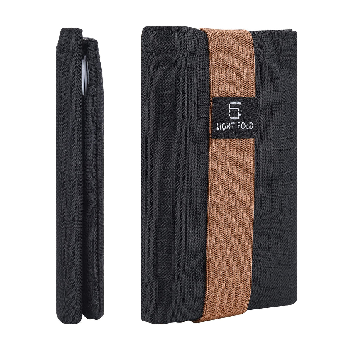 LIGHT FOLD Slim Minimalist Wallets for Men Trifold Nylon Card Holder Men's Wallet Ultra Thin & Stylish Design Front Pocket Wallet with RFID Blocking Hold Up to 12 Cards & Cash - brown