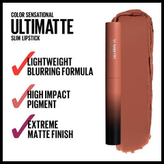 Maybelline New York Color Sensational Ultimatte Matte Lipstick, Non-Drying, Intense Color Pigment, More Taupe, Rose Nude, 0.06 oz