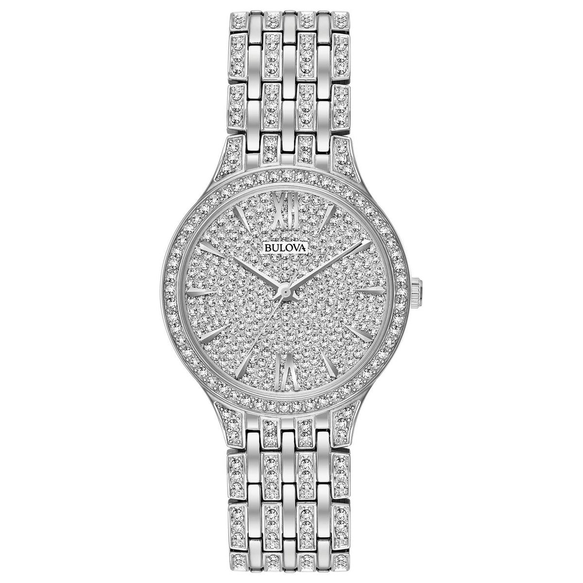 Bulova Ladies Crystal Phantom Watch, Crystal Phantom, Phantom Quartz Silver-Tone Stainless Steel Bracelet - Silver