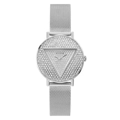 GUESS US Women's Silver-Tone Logo Analog Watch