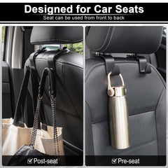 LivTee SHOWAY Car Seat Headrest Hooks, Car Hook Hangers Storage Organizer Interior Accessories for Purse Coats Umbrellas Grocery Bags Handbag, 4-Pack