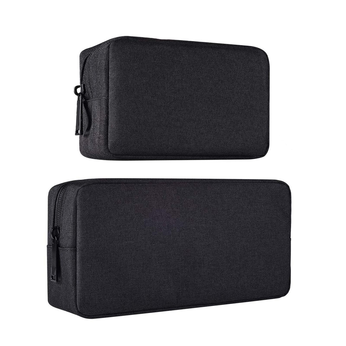 TERRIFI Universal Electronics Accessories Organizer, 2pack Portable Soft Carrying Storage Case Bag for Charger Usb Cables Memory Cards Earphone Flash Hard, Small+Big-black