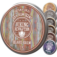 Viking Revolution Bay Rum Beard Balm - Beard Butter with Argan Oil, Beard Softener for Men with Jojoba Oil - Beard Moisturizer for Men with Beeswax - Beard Wax for Men (2oz, 1 Pack) - Mango