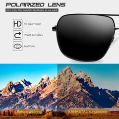 KANASTAL Polarized Sunglasses for Men Women, Large Memory Metal Frame Lightweight Sun Glasses 100% UV400 Protection Shades for Driving