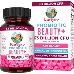 MARYRUTH'S Probiotic Beauty Capsules, Gut Health, Vegan Collagen Support | Red Orange Complex & Ceramosides, Vegan Collagen Support, Anti Aging, Gut Health, Hair Skin and Nails Vitamins