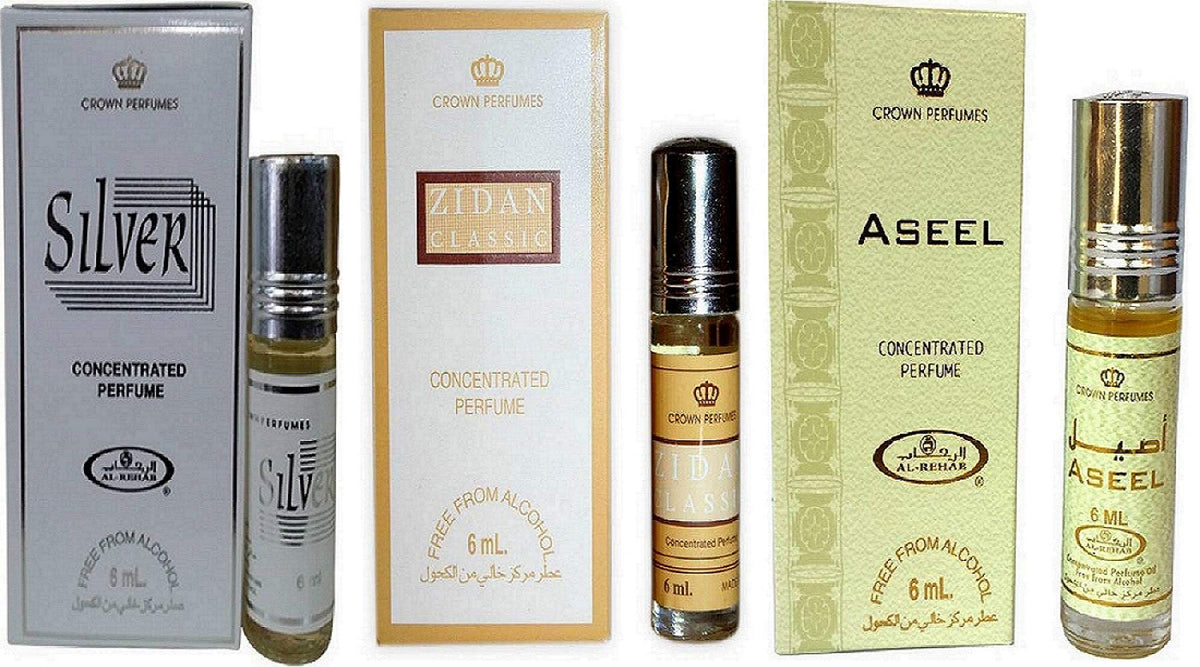 AL-REHAB Silver, Zidan and Aseel Attar Pack of 3