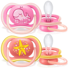 Philips AVENT Ultra Air Pacifier, 6-18 Months, Whale/Starfish, 4 Pack, SCF085/10