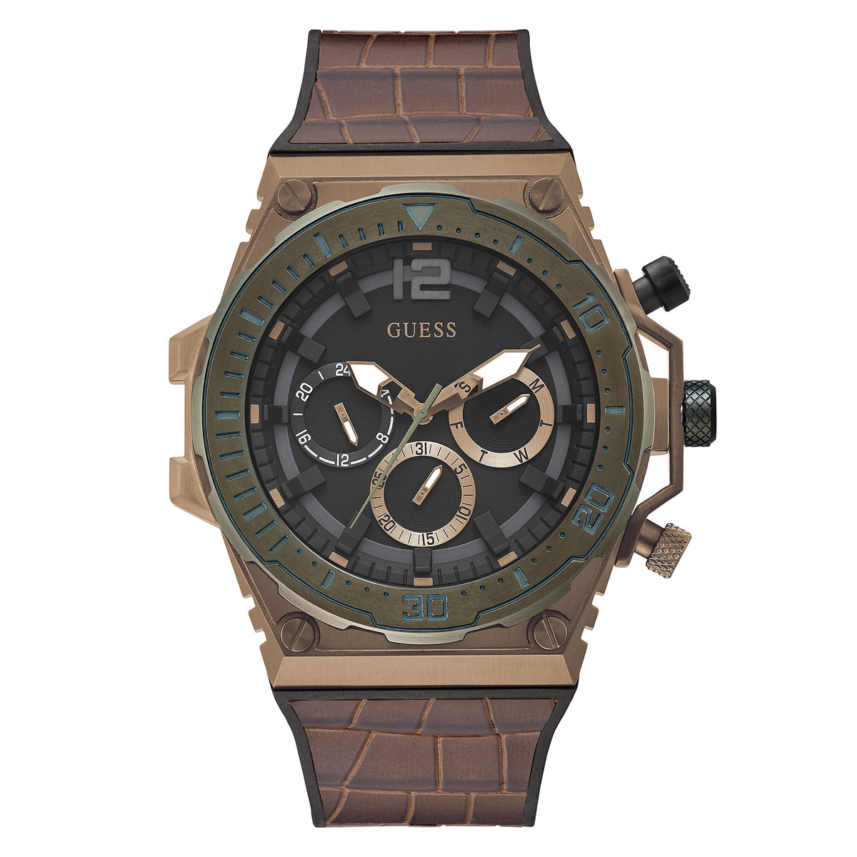GUESS Dress to Sport Watch, Blue/Rose Gold-Tone, Quartz Watch
