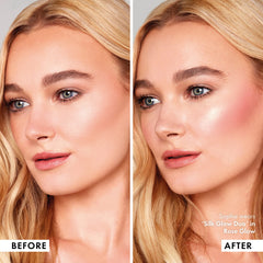 ICONIC London Silk Glow Duo | Hybrid Gel-Powder Blush & Highlighter Compact | For Radiant & Glowing Skin | 100% Vegan & Cruelty Free | Rose Glow