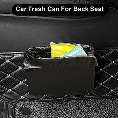 TERRIFI Car Trash Can, Leather Hanging Organizer Multifunctional Folding Storage Box, Waterproof Leather Dustbin Organizer, Car Garbage Cans Hanging Trash Can Black for Auto Truck SUV (Black)